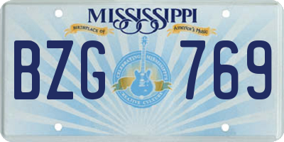 MS license plate BZG769