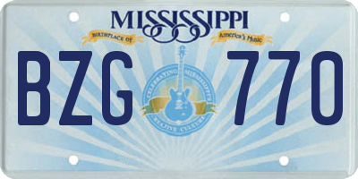MS license plate BZG770