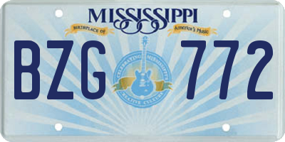 MS license plate BZG772