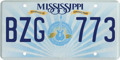 MS license plate BZG773