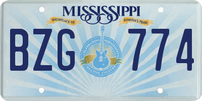 MS license plate BZG774