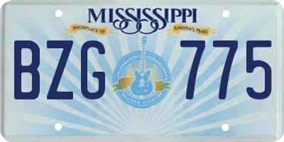 MS license plate BZG775