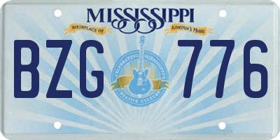 MS license plate BZG776