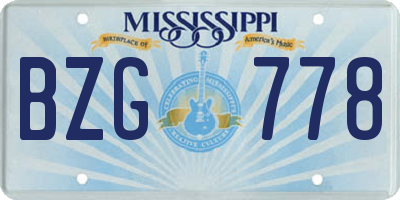 MS license plate BZG778