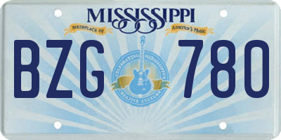 MS license plate BZG780