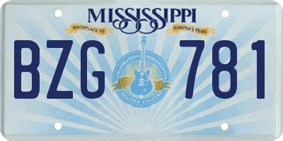 MS license plate BZG781