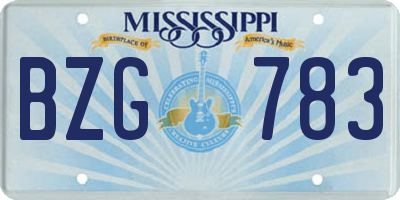 MS license plate BZG783