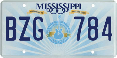 MS license plate BZG784