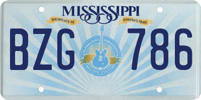 MS license plate BZG786
