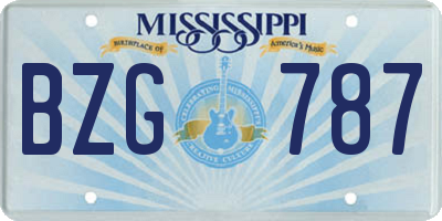 MS license plate BZG787