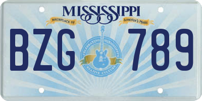 MS license plate BZG789