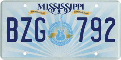 MS license plate BZG792