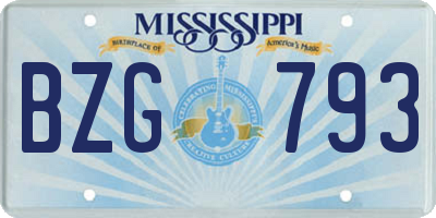 MS license plate BZG793