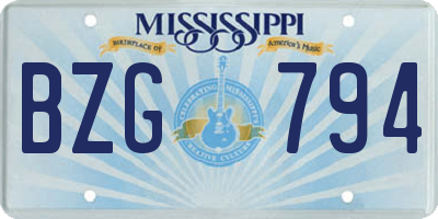 MS license plate BZG794