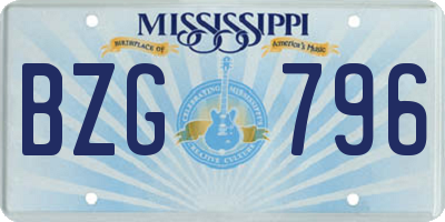 MS license plate BZG796