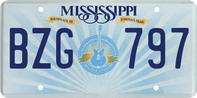 MS license plate BZG797