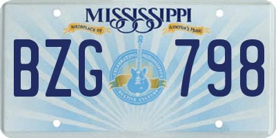 MS license plate BZG798