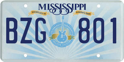 MS license plate BZG801