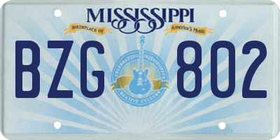 MS license plate BZG802