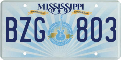 MS license plate BZG803