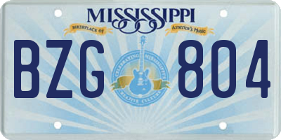 MS license plate BZG804