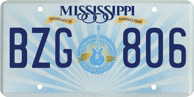 MS license plate BZG806