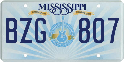 MS license plate BZG807