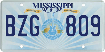MS license plate BZG809