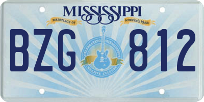 MS license plate BZG812