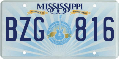MS license plate BZG816
