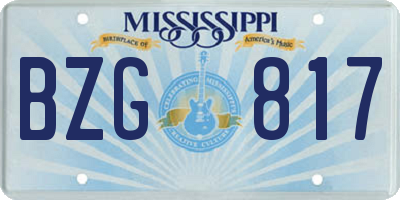 MS license plate BZG817