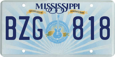 MS license plate BZG818
