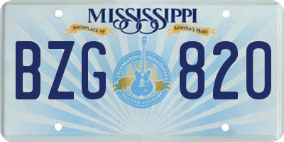 MS license plate BZG820