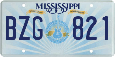 MS license plate BZG821