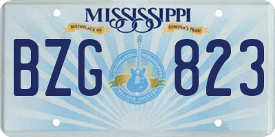 MS license plate BZG823
