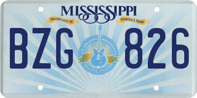 MS license plate BZG826