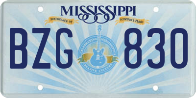 MS license plate BZG830