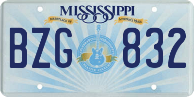 MS license plate BZG832