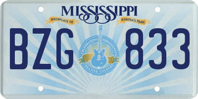 MS license plate BZG833