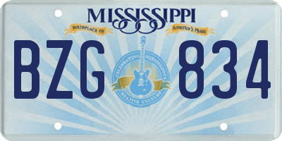 MS license plate BZG834