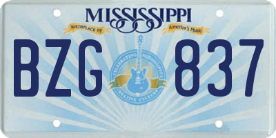 MS license plate BZG837