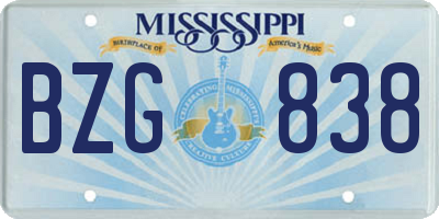 MS license plate BZG838
