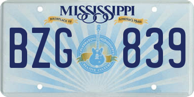 MS license plate BZG839