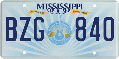 MS license plate BZG840
