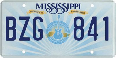 MS license plate BZG841