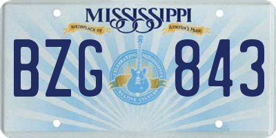 MS license plate BZG843