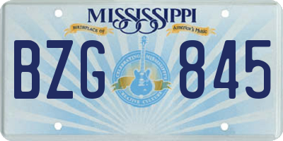 MS license plate BZG845