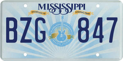 MS license plate BZG847