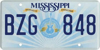 MS license plate BZG848