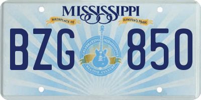 MS license plate BZG850